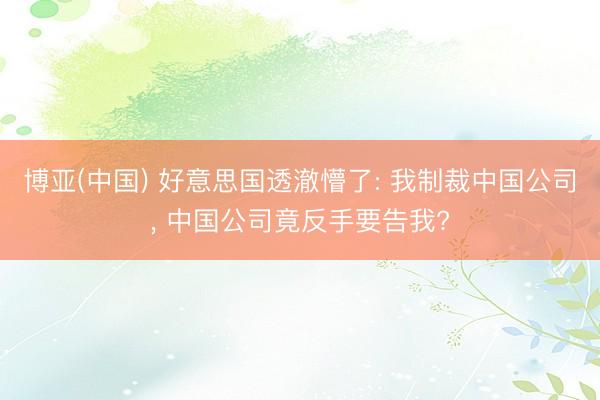 博亚(中国) 好意思国透澈懵了: 我制裁中国公司, 中国公司竟反手要告我?