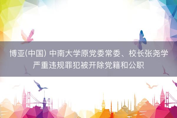 博亚(中国) 中南大学原党委常委、校长张尧学严重违规罪犯被开除党籍和公职