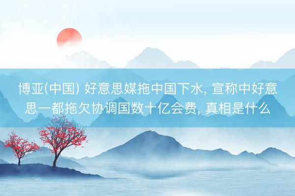 博亚(中国) 好意思媒拖中国下水， 宣称中好意思一都拖欠协调国数十亿会费， 真相是什么
