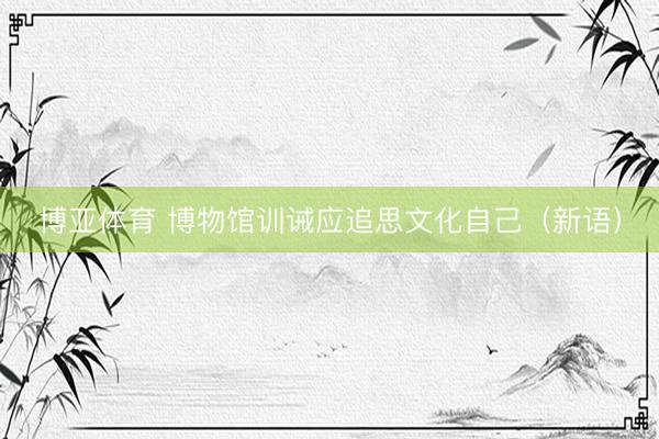 博亚体育 博物馆训诫应追思文化自己（新语）