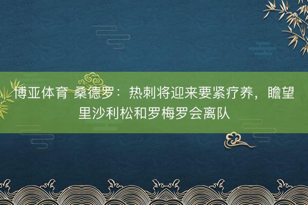 博亚体育 桑德罗：热刺将迎来要紧疗养，瞻望里沙利松和罗梅罗会离队